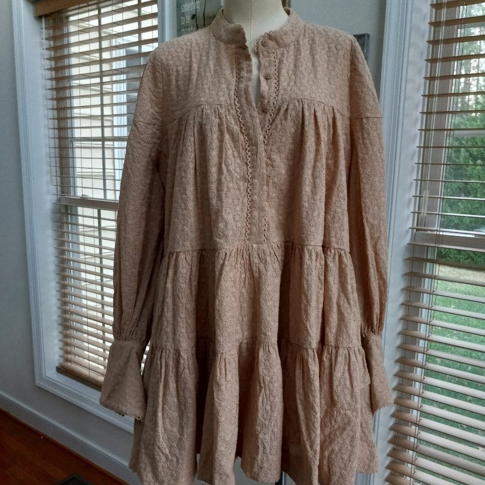 NEW Story Magnolia  Tiered Mini Dress - Peanut Butter   US Size 12